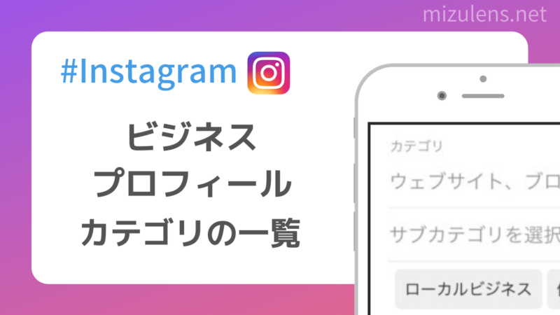 インスタ ビジネスプロフィール ビジネスカテゴリの種類一覧 水レンズ